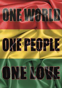 Plakat, Obraz Rasta Flag - One Love, (59.4 x 84.1 cm)