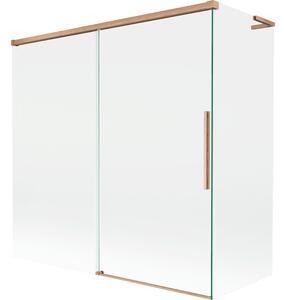Mexen Rox L parawan nawannowy 2-skrzydłowy rozsuwany 160 + 80 x 150 cm, transparent, miedź szczotkowana - 8C9L-160-080-65-00