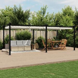 Altana ogrodowa ze zwijanym dachem, kremowa, 3x6 m, aluminium