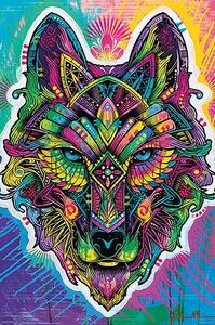 Plakat, Obraz Dean Russo - Wolf Shaman Pop Art