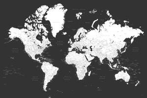 Plakat, Obraz Blursbyai - Black and white world map, (60 x 40 cm)