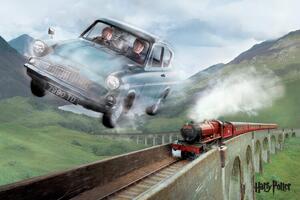 Plakat, Obraz Harry Potter - Flying Ford Anglia, (120 x 80 cm)