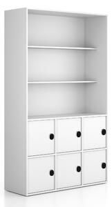 Szafka biurowa FRAME, 6x drzwi, 2x półka, 1299 x 450 x 2162 mm, zamek szyfrowy, biały