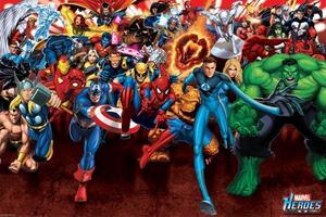 Plakat, Obraz Marvel Heroes - attack, (91.5 x 61 cm)