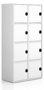 Szafka biurowa FRAME, 8x drzwi, 872 x 450 x 1735 mm, zamek szyfrowy, biały