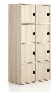 Szafka biurowa FRAME, 8x drzwi, 872 x 450 x 1735 mm, zamek szyfrowy, dąb naturalny