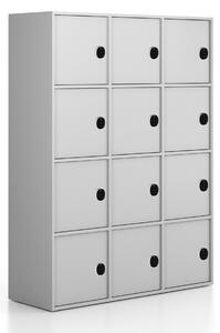 Szafa biurowa FRAME, 12x drzwi, 1299 x 450 x 1735 mm, mechaniczny zamek szyfrowy, szary