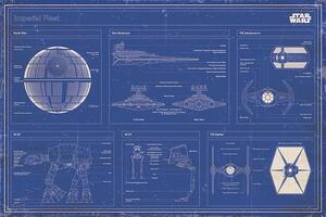 Plakat, Obraz Star Wars - Imperial Fleet Blueprint, (91.5 x 61 cm)