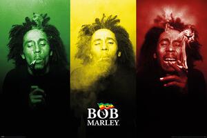 Plakat, Obraz Bob Marley - Tricolour Smoke