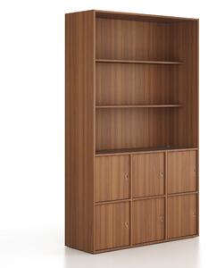 Szafka biurowa FRAME, 6x drzwi, 2x półka, 1299 x 450 x 2162 mm, zamek cylindryczny, orzech