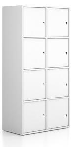 Szafka biurowa FRAME, 8x drzwi, 872 x 450 x 1735 mm, zamek cylindryczny, biały