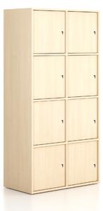 Szafka biurowa FRAME, 8x drzwi, 872 x 450 x 1735 mm, zamek cylindryczny, brzoza