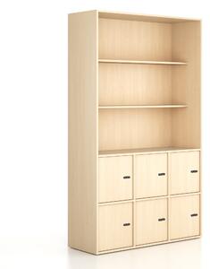Szafka biurowa FRAME, 6x drzwi, 2x półka, 1299 x 450 x 2162 mm, mechaniczny zamek szyfrowy, brzoza
