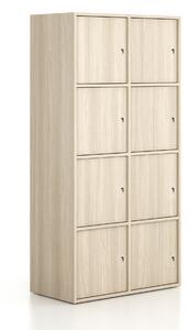 Szafka biurowa FRAME, 8x drzwi, 872 x 450 x 1735 mm, zamek cylindryczny, dąb naturalny