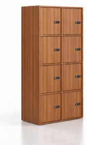 Szafka biurowa FRAME, 8x drzwi, 872 x 450 x 1735 mm, mechaniczny zamek szyfrowy, orzech