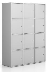 Szafa biurowa FRAME, 12x drzwi, 1299 x 450 x 1735 mm, zamek cylindryczny, szary