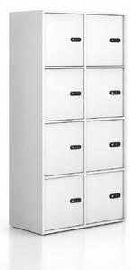 Szafka biurowa FRAME, 8x drzwi, 872 x 450 x 1735 mm, mechaniczny zamek szyfrowy, biały
