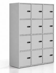Szafa biurowa FRAME, 12x drzwi, 1299 x 450 x 1735 mm, mechaniczny zamek szyfrowy, szary