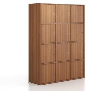 Szafa biurowa FRAME, 12x drzwi, 1299 x 450 x 1735 mm, zamek cylindryczny, orzech