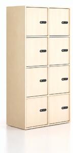 Szafka biurowa FRAME, 8x drzwi, 872 x 450 x 1735 mm, mechaniczny zamek szyfrowy, brzoza