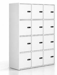 Szafa biurowa FRAME, 12x drzwi, 1299 x 450 x 1735 mm, mechaniczny zamek szyfrowy, biały