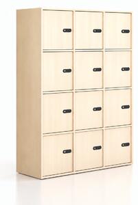 Szafa biurowa FRAME, 12x drzwi, 1299 x 450 x 1735 mm, mechaniczny zamek szyfrowy, brzoza