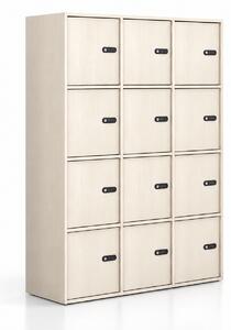 Szafa biurowa FRAME, 12x drzwi, 1299 x 450 x 1735 mm, mechaniczny zamek szyfrowy, dąb naturalny