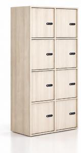 Szafka biurowa FRAME, 8x drzwi, 872 x 450 x 1735 mm, mechaniczny zamek szyfrowy, dąb naturalny