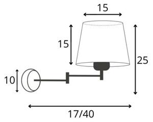 Kinkiet przegubowy lampa ścienna lampa na ścianę regulowany z abażurem stożek BLUES