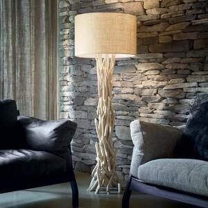 Włoska designerska drewniana lampa podłogowa z abażurem Ideal Lux 148939 Driftwood E27 55cm x 157cm