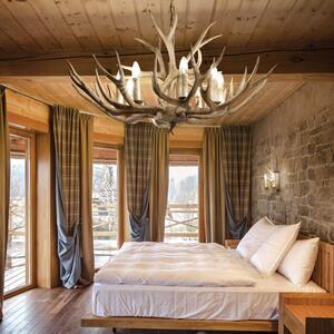 Włoski żyrandol myśliwski z drewna Ideal Lux 115504 Chalet 8xE14 91cm