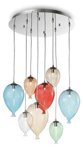 Włoska lampa wisząca kolorowe balony Ideal Lux 100944 Clown 8xG9 50cm x 103cm