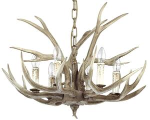 Lampa wisząca drewniany żyrandol rogi na łańcuchu Ideal Lux 115498 Chalet 6xE14 67cm x 130cm