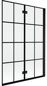 Mexen Mist parawan nawannowy 2-skrzydłowy prawy 120 x 150 cm, czarna kratka, czarny - 8A9-120-002-70-77-P