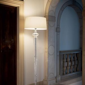 Włoska klasyczna lampa podłogowa z białym abażurem Ideal Lux 142616 Forcola E27 49cm x 175cm