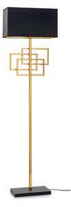 Włoska złota lampa podłogowa z czarnym abażurem Ideal Lux 201122 Luxury E27 162cm x 45cm