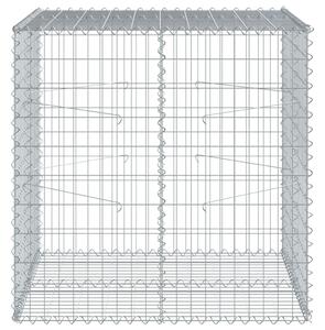 Kosz gabionowy z pokrywą, 100x100x100 cm, galwanizowane żelazo
