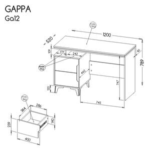 Biurko z szufladami Gappa 12 Grafit/Jesion