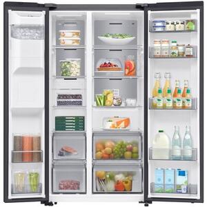 Lodówka SAMSUNG AI RS70F64KEBEO Side by Side No Frost 178.6cm Czarne szkło Podajnik wody Kostkarka