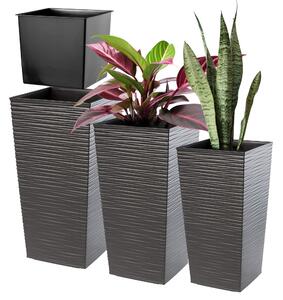 Donice na kwiaty z wkładem Tuluza dłuto 19 cm + 25 cm + 30 cm, grafit