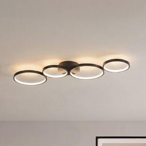 Lampa sufitowa LED Evengeline Lindby, czarny, salon / jadalnia, aluminium, nowoczesny