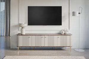 Szafka RTV Vesper 4D 187 cm - kaszmir / orzech / złote nogi