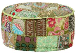 Zielona okrągła pufa patchwork C5-B30