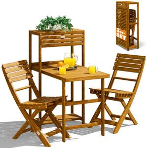 Zestaw balkonowy PATIO, 3-elementowy, naturalne drewno Casaria