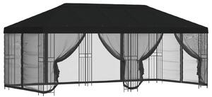 Altana z bokami 6 x 3 m Czarny Poliester i Stal 190