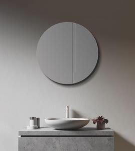 Szafka ?azienkowa z lustrem TALOS okr?g?a Ø 60 cm - Szafka ?azienkowa z lustrem z wysokiej jako?ci aluminiowym korpusem - Szafka ?azienkowa z lustrem z dwiema szklanymi pó?kami