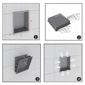 Półka łazienkowa wnękowa Estiva FALEZA Gold 30x30x10 cm złota szczotkowana 1 szt