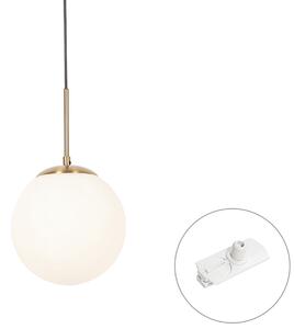 Lampa wisząca w stylu Art Deco złota z opalowym szkłem z adapterem szynowym białym 1-fazowa - Iconic Flore