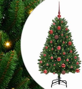 Sztuczna choinka z 150 diodami LED Zielony 120 cm PVC i Metal