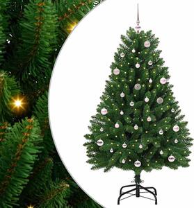 Sztuczna choinka z 150 diodami LED Zielony 150 cm PVC i Metal